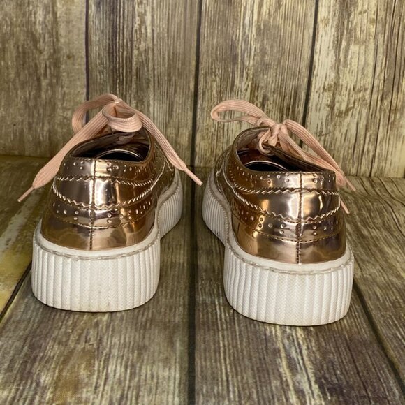 Shellys London Rose Gold Metallic Chunky Sole Oxfords Women's Size 10 - Picture 4 of 9